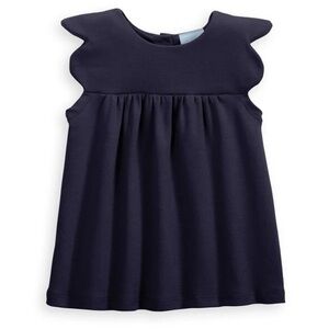 BELLA BLISS Tatiana Pima Blouse Navy Blue Buttons Scallop Sleeve